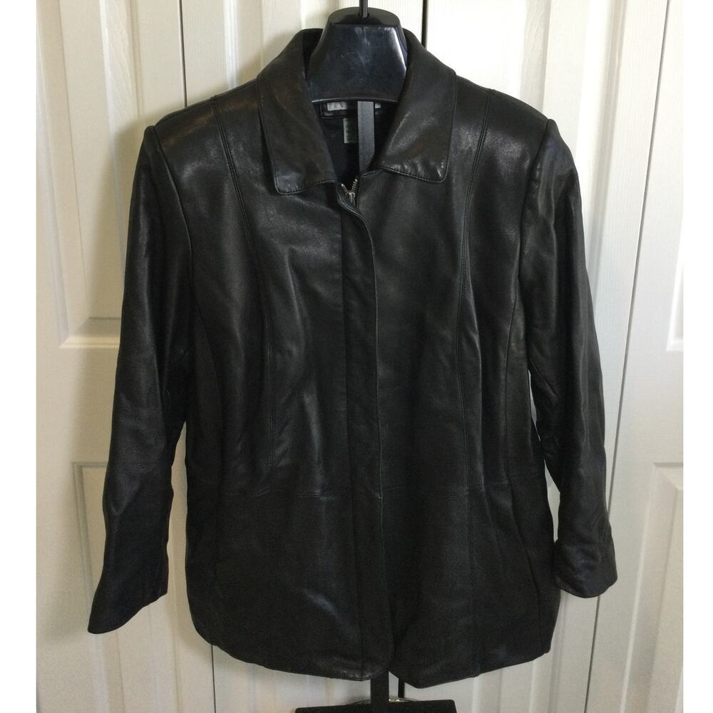 Preston & York Womens Black Leather Jacket 1X